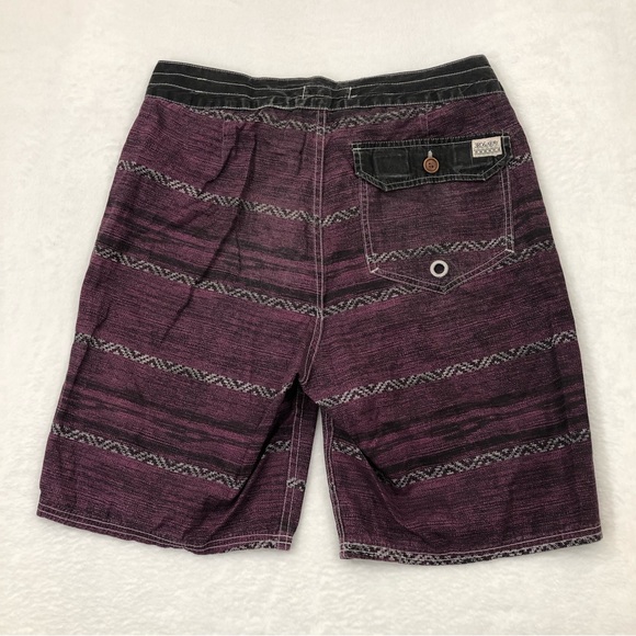 3rd & Army Black Violet Aztec Striped Surf Swim Trunks Board Shorts Mens Size 32 - Picture 6 of 7